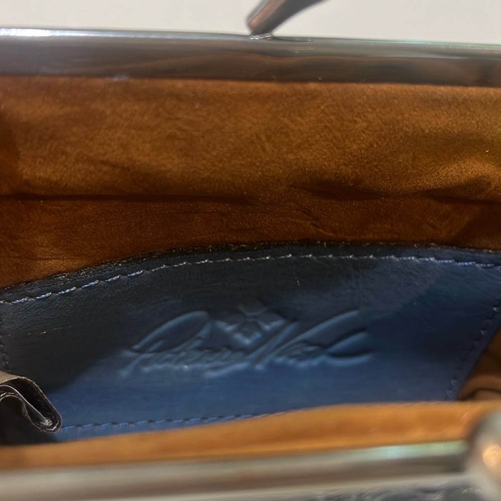 Patricia Nash SAFFLOWER BLUE Large Borse Tooled Leather Coin Bag/Key Fob NWT - Picture 9 of 11